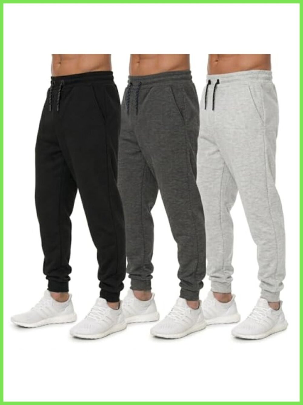 Men's Sweatpants 3 Pack Joggers with Pockets Cotton Blend Workout Pants